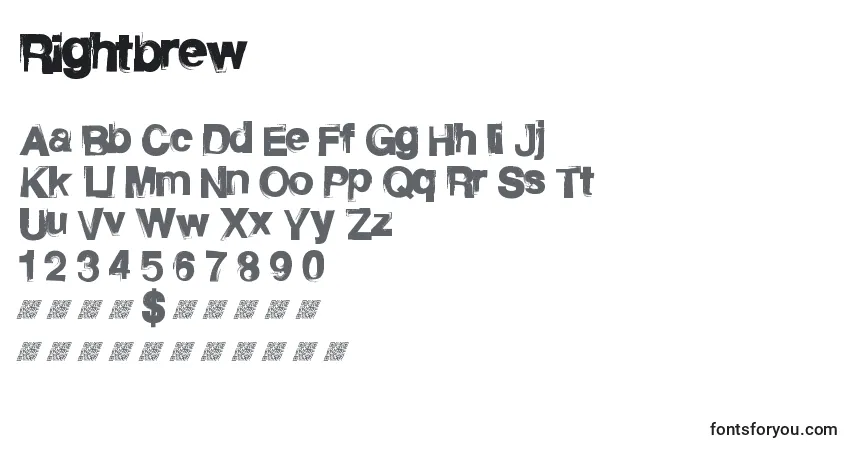 Schriftart Rightbrew – Alphabet, Zahlen, spezielle Symbole