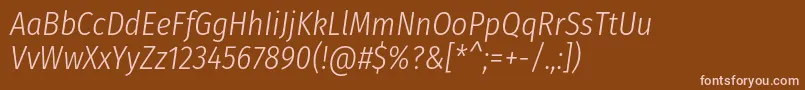 FirasanscondensedLightitalic Font – Pink Fonts on Brown Background