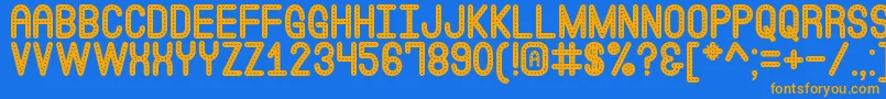 EatAtJoessSt-Schriftart – Orangefarbene Schriften auf blauem Hintergrund