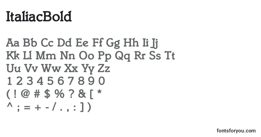 Schriftart ItaliacBold – Alphabet, Zahlen, spezielle Symbole