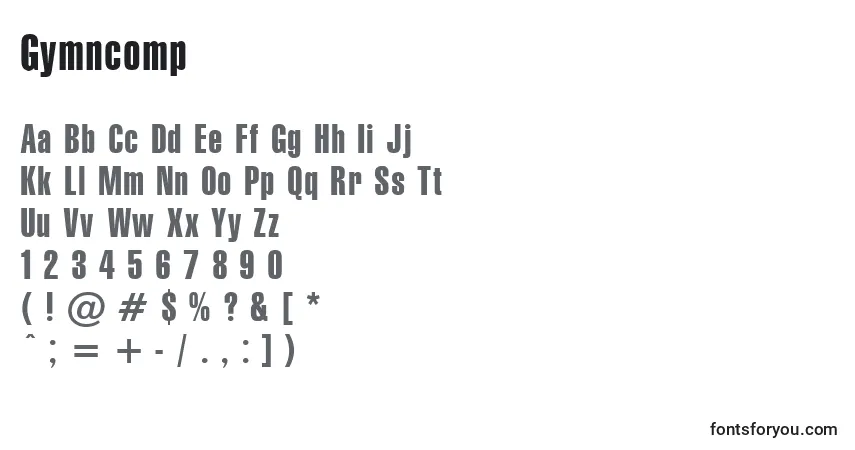 Gymncomp-fontti – aakkoset, numerot, erikoismerkit