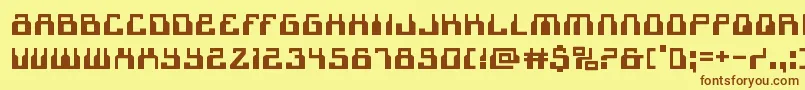 フォント1968odysseyexpand – 茶色の文字が黄色の背景にあります。