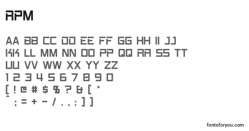 Шрифт Rpm – алфавит, цифры, специальные символы
