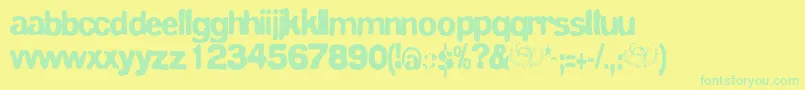 Bluevelvet-Schriftart – Grüne Schriften auf gelbem Hintergrund