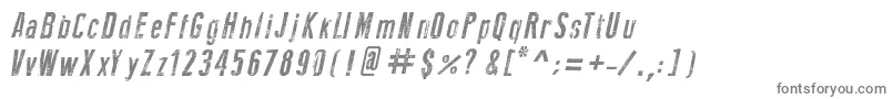 NewPressErodedItalic-fontti – harmaat kirjasimet valkoisella taustalla