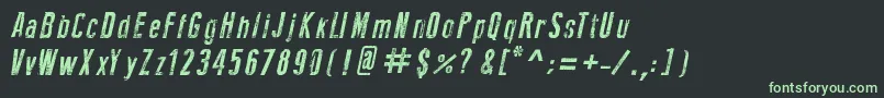 NewPressErodedItalic-fontti – vihreät fontit mustalla taustalla