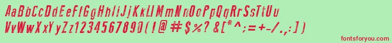 NewPressErodedItalic Font – Red Fonts on Green Background