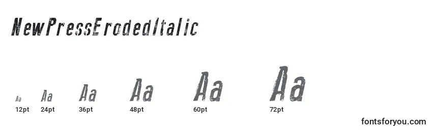 NewPressErodedItalic (102632) Font Sizes