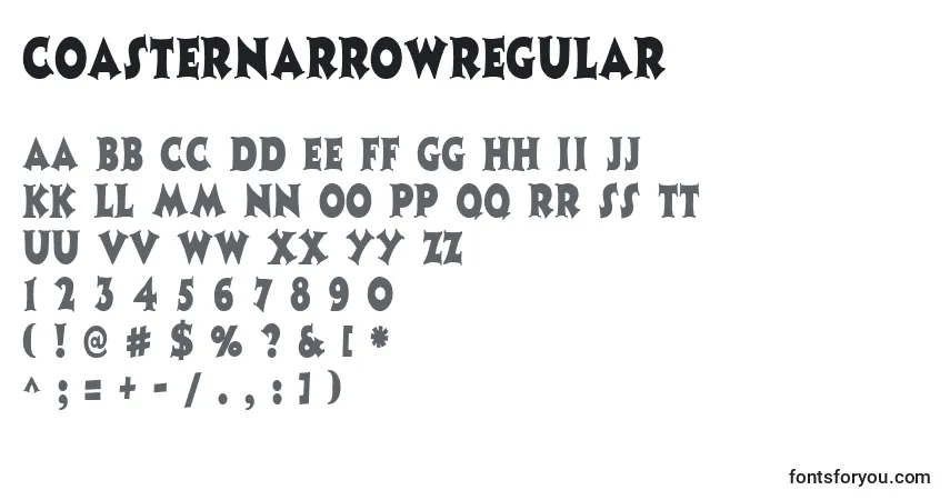 A fonte CoasternarrowRegular – alfabeto, números, caracteres especiais