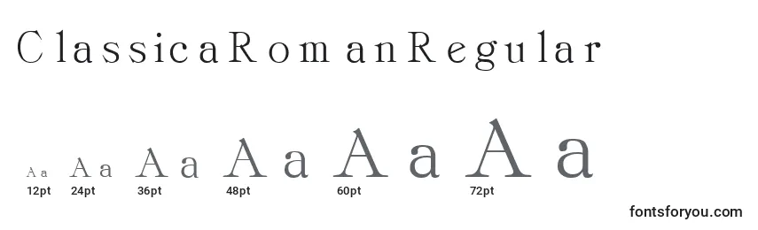 Размеры шрифта ClassicaRomanRegular