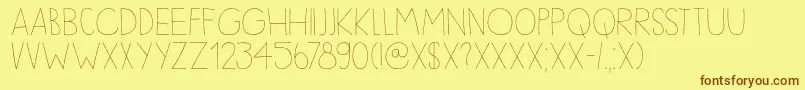 DkSleepyTime-Schriftart – Braune Schriften auf gelbem Hintergrund