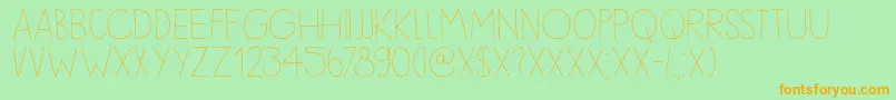 フォントDkSleepyTime – オレンジの文字が緑の背景にあります。