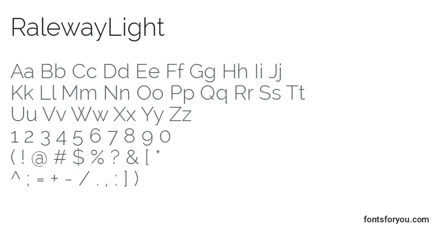 RalewayLight-fontti – aakkoset, numerot, erikoismerkit