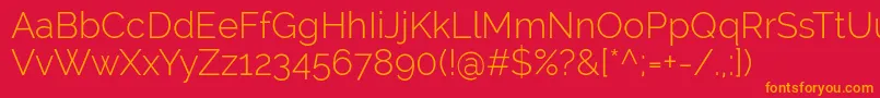 RalewayLight Font – Orange Fonts on Red Background