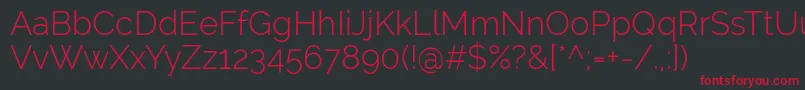 RalewayLight Font – Red Fonts on Black Background