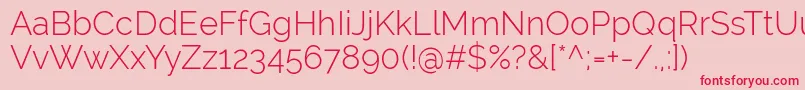 RalewayLight Font – Red Fonts on Pink Background