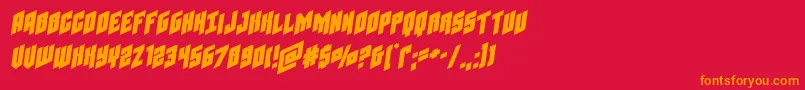 Galaxyforceexpandsemital-Schriftart – Orangefarbene Schriften auf rotem Hintergrund
