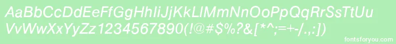 Fonte ArezzoItalic – fontes brancas em um fundo verde