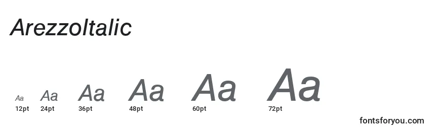 Размеры шрифта ArezzoItalic