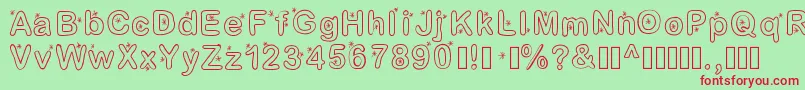 Lettreetoile-Schriftart – Rote Schriften auf grünem Hintergrund