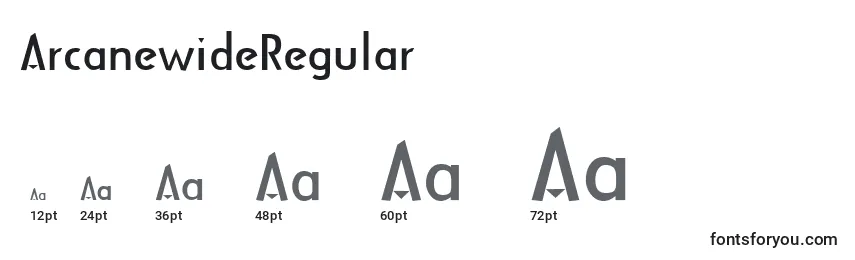 Размеры шрифта ArcanewideRegular