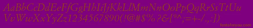 SimoncinigaramondstdItalic Font – Brown Fonts on Purple Background