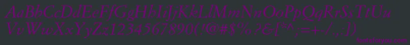 フォントSimoncinigaramondstdItalic – 黒い背景に紫のフォント