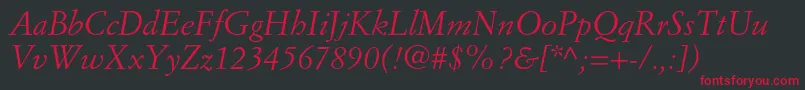 フォントSimoncinigaramondstdItalic – 黒い背景に赤い文字