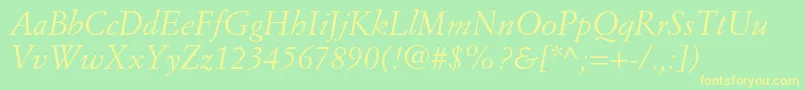 SimoncinigaramondstdItalic Font – Yellow Fonts on Green Background