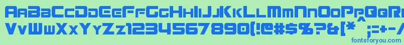 MissionGtRCondensed-Schriftart – Blaue Schriften auf grünem Hintergrund