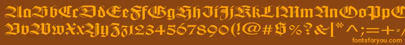 WilhelmklingsporgotischEx Font – Orange Fonts on Brown Background