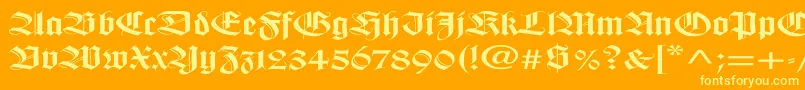 WilhelmklingsporgotischEx Font – Yellow Fonts on Orange Background