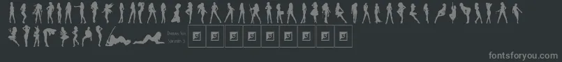 Czcionka DarriansSexySilhouettes3 – szare czcionki na czarnym tle