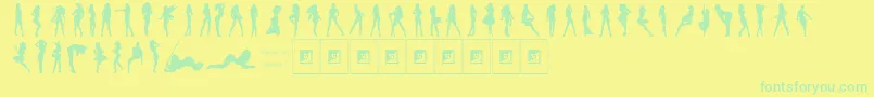 Weitere Informationen zur DarriansSexySilhouettes3-Schriftart DarriansSexySilhouettes3-Schriftart – Grüne Schriften auf gelbem Hintergrund