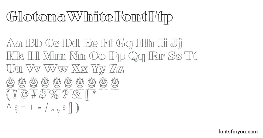 Schriftart GlotonaWhiteFontFfp – Alphabet, Zahlen, spezielle Symbole