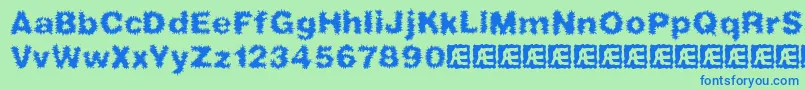 FrizzedBrk Font – Blue Fonts on Green Background