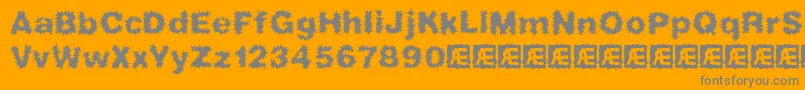 FrizzedBrk-Schriftart – Graue Schriften auf orangefarbenem Hintergrund