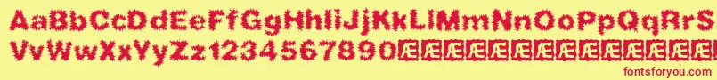 FrizzedBrk-fontti – punaiset fontit keltaisella taustalla