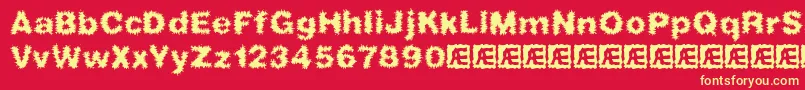 FrizzedBrk Font – Yellow Fonts on Red Background