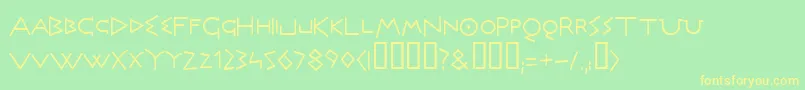 フォントOlymrg ffy – 黄色の文字が緑の背景にあります