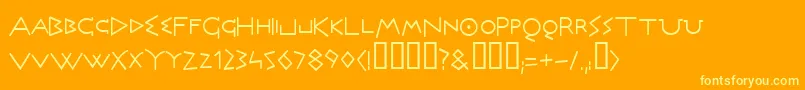 Olymrg ffy-Schriftart – Gelbe Schriften auf orangefarbenem Hintergrund