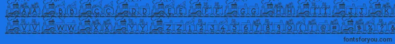 ToyTrain-Schriftart – Schwarze Schriften auf blauem Hintergrund