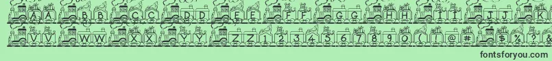 Fonte ToyTrain – fontes pretas em um fundo verde