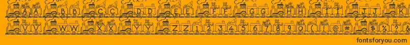 ToyTrain-Schriftart – Schwarze Schriften auf orangefarbenem Hintergrund