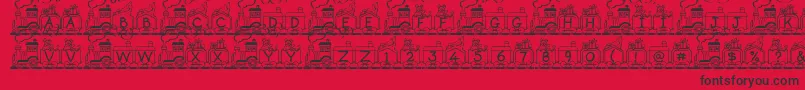 Fonte ToyTrain – fontes pretas em um fundo vermelho