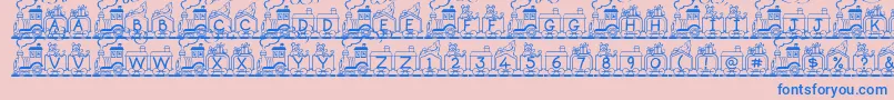 ToyTrain-Schriftart – Blaue Schriften auf rosa Hintergrund