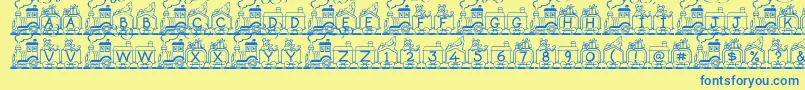 ToyTrain Font – Blue Fonts on Yellow Background