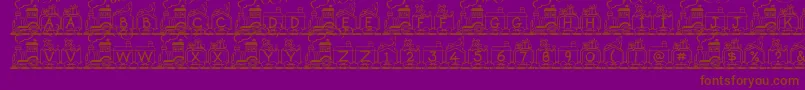 ToyTrain-Schriftart – Braune Schriften auf violettem Hintergrund