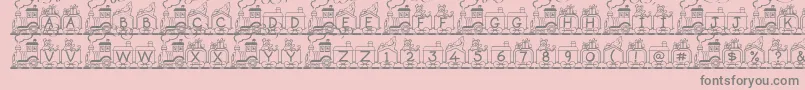 ToyTrain-Schriftart – Graue Schriften auf rosa Hintergrund