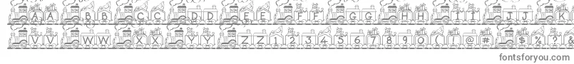 ToyTrain-Schriftart – Graue Schriften auf weißem Hintergrund
